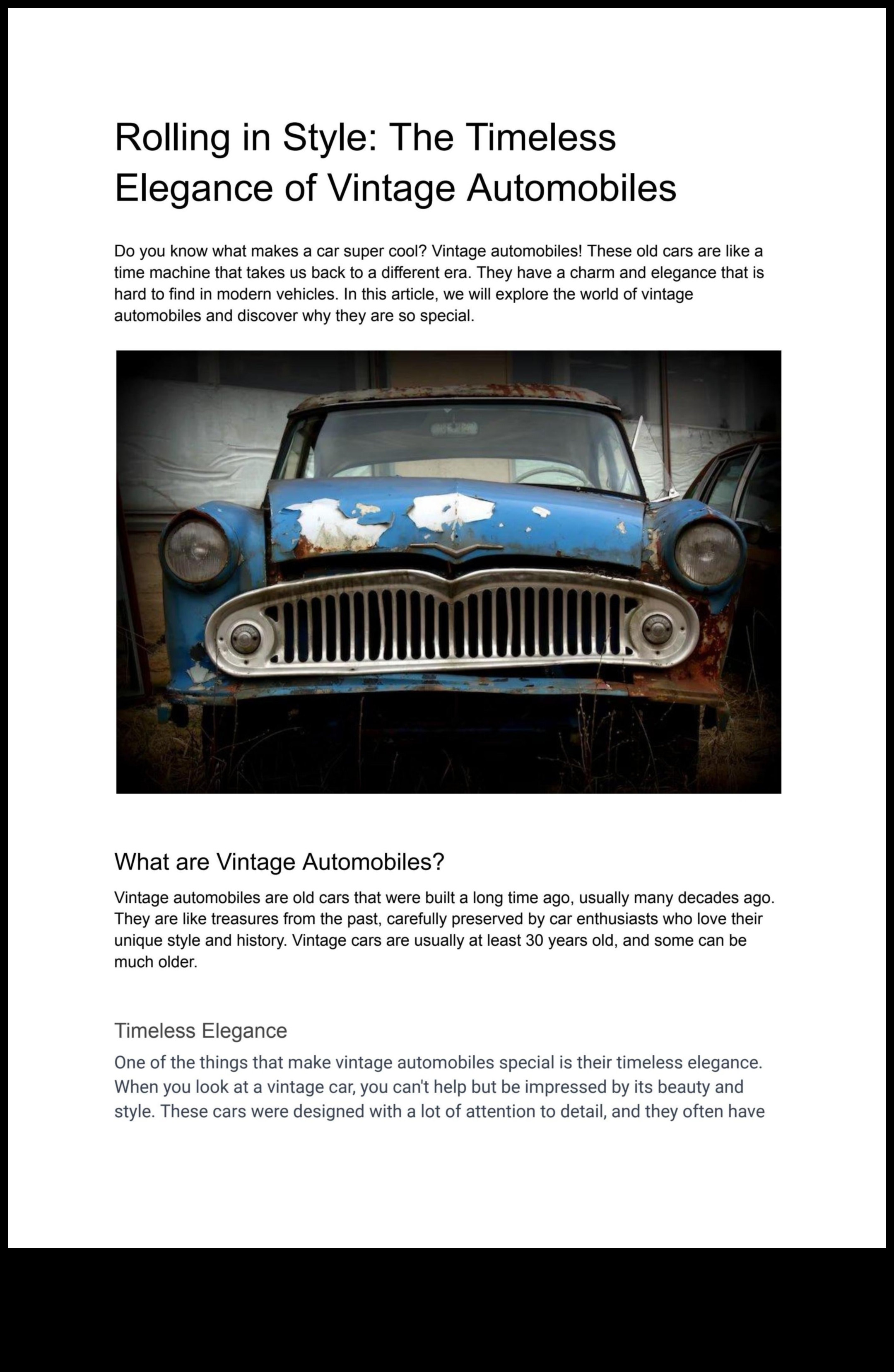 Παρελθόν και παρόν: Vintage οχήματα και η διασταύρωση των εποχών